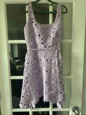 Just Me Lilac Crochet Mini Dress